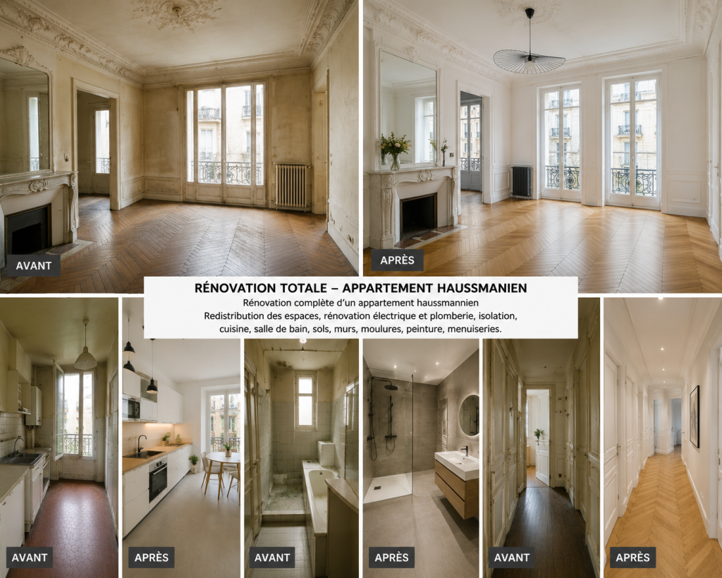 Rénovation appartement haussmannien Paris - ICARE Bâtiment
