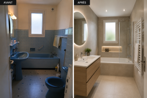 Salle de bain rénovée Paris - ICARE Bâtiment