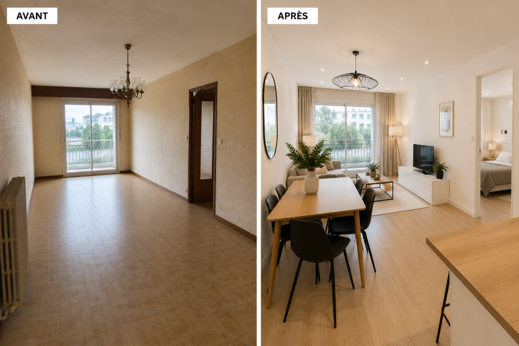 Rénovation salon appartement Courbevoie - ICARE Bâtiment